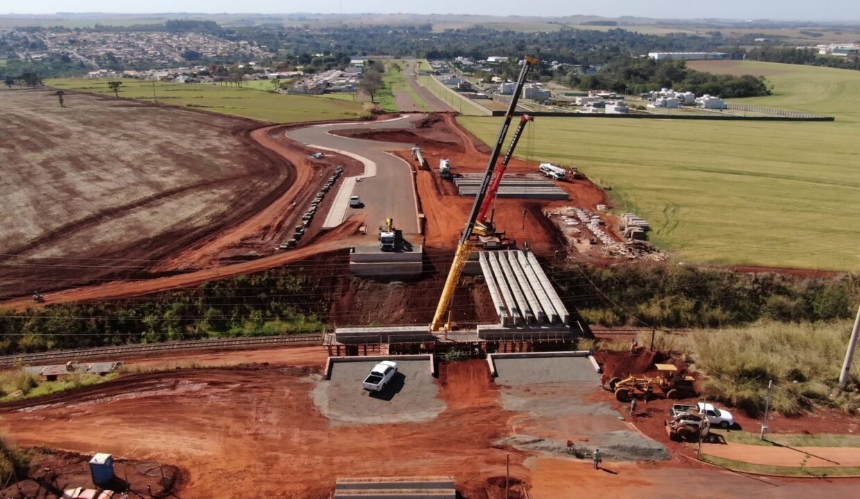 Aerial view of a land development and construction site
